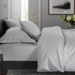The Lyndon Company Peninsula Grey Cotton Sateen 1000TC Duvet Cover -Julian Charles 1000ThreadPenisulaPlatinum 1