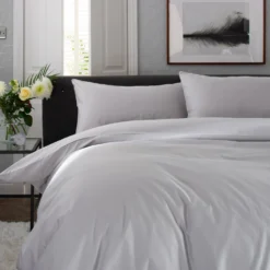 The Lyndon Company Peninsula Grey Cotton Sateen 1000TC Duvet Cover