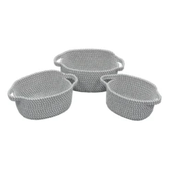 Edison Grey Set Of 3 Oval Cotton Rope Storage Baskets