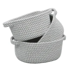 Edison Grey Set Of 3 Oval Cotton Rope Storage Baskets -Julian Charles 13 101 2