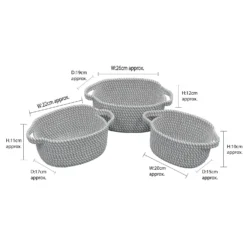 Edison Grey Set Of 3 Oval Cotton Rope Storage Baskets -Julian Charles 13 101 9