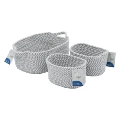 Edison Grey Set Of 3 Rectangular Rope Storage Baskets With Handles -Julian Charles 13 102 7
