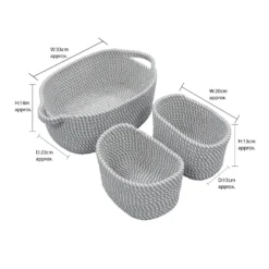 Edison Grey Set Of 3 Rectangular Rope Storage Baskets With Handles -Julian Charles 13 102 8