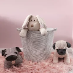 Edison Grey Round Cotton Rope Storage Basket With Handles -Julian Charles 13 103 4