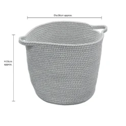 Edison Grey Round Cotton Rope Storage Basket With Handles -Julian Charles 13 103 6