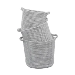 Edison Grey Set Of 3 Round Cotton Rope Storage Baskets -Julian Charles 13 104 3