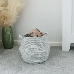 Edison Grey Round Belly Cotton Rope Storage Basket - Medium -Julian Charles 13 105 5