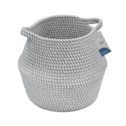Edison Grey Round Belly Cotton Rope Storage Basket - Medium -Julian Charles 13 105 6