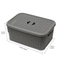 Loop Grey 6L Rectangular Storage Basket With Lid -Julian Charles 13 356GY 1