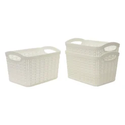 Loop Ivory Set Of 3 1.5L Rectangular Storage Baskets