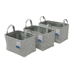 Argyle Set Of 3 Rectangular Paper Storage Baskets With Handles -Julian Charles 13 403 6