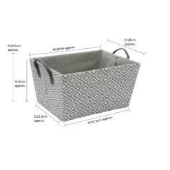 Argyle Rectangular Paper Storage Basket With PU Handles -Julian Charles 13 405 5