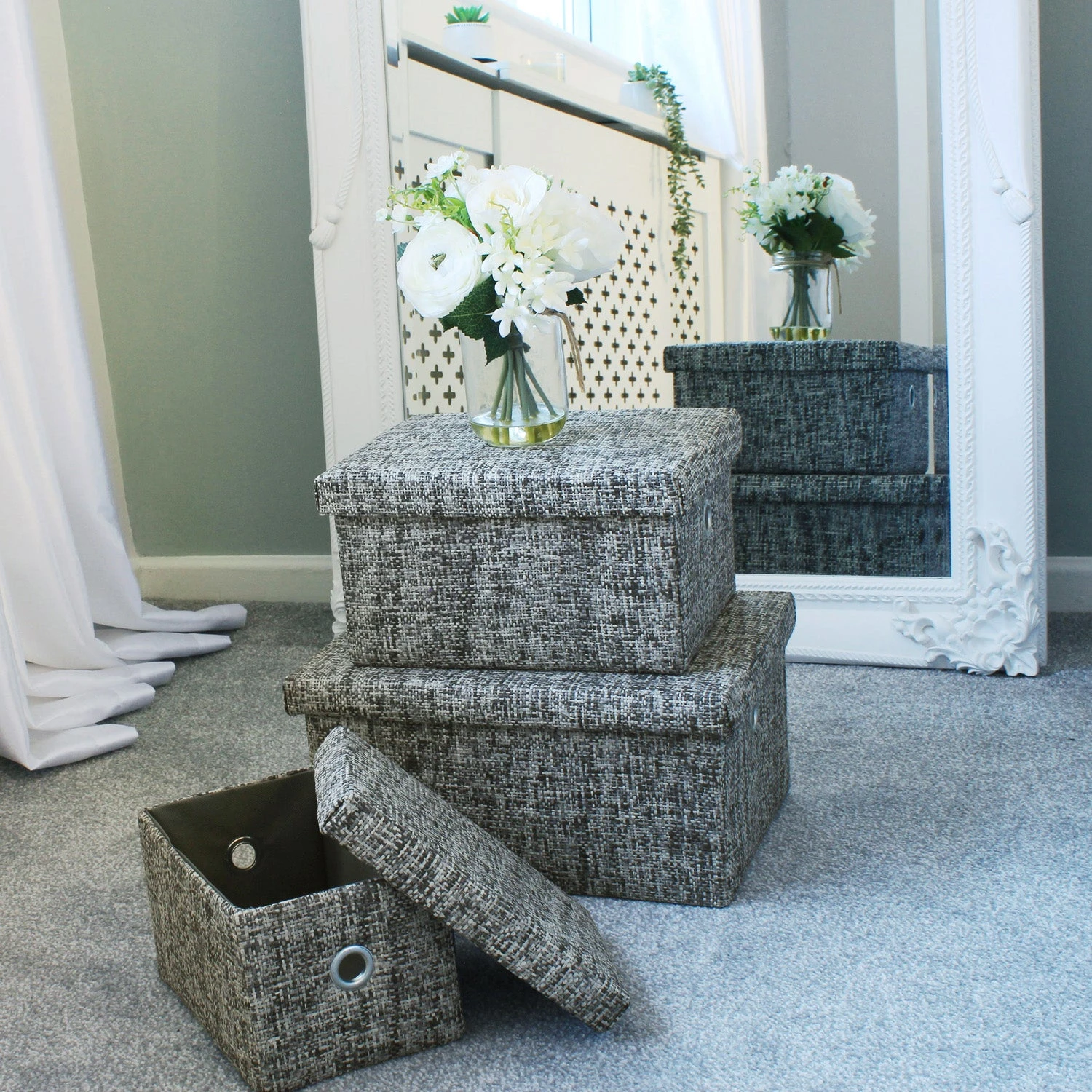 Urban Set Of 3 Rectangular Paper Storage Baskets With Lids 8 Urban Set Of 3 Rectangular Paper Storage Baskets With Lids - Image 8