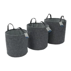 Shadow Set Of 3 Round Fabric Storage Baskets -Julian Charles 13 448 5