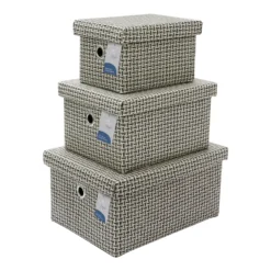 Silva Set Of 3 Rectangular Fabric Storage Boxes With Lids -Julian Charles 13 462 7