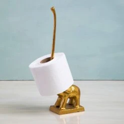 Fauna Gold Finish Elephant Toilet Roll Holder -Julian Charles 1601867 liv 01