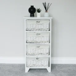 Wimborne White Willow 4 Drawer Tall Storage Unit -Julian Charles 17 201 4