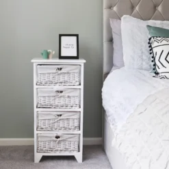 Wimborne White Willow 4 Drawer Tall Storage Unit -Julian Charles 17 201 6