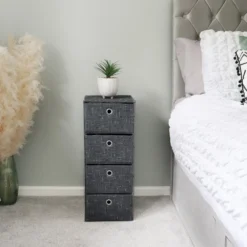Shadow 4 Drawer Wide Fabric Storage Tower -Julian Charles 17 441 8