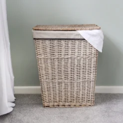 Arianna Antique Wash Rectangular Willow Laundry Basket -Julian Charles 24 402 4