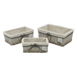 Arianna Antique Wash Set Of 3 Rectangular Willow Storage Baskets -Julian Charles 24 404 5