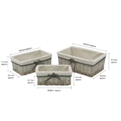 Arianna Antique Wash Set Of 3 Rectangular Willow Storage Baskets -Julian Charles 24 404 6