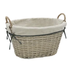 Arianna Antique Wash Oval Willow Storage Basket - Large