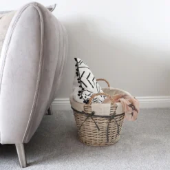 Arianna Antique Wash Oval Willow Storage Basket - Large -Julian Charles 24 407 4