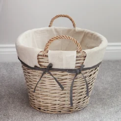 Arianna Antique Wash Oval Willow Storage Basket - Large -Julian Charles 24 407 5