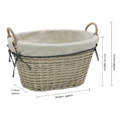 Arianna Antique Wash Oval Willow Storage Basket - Large -Julian Charles 24 407 7