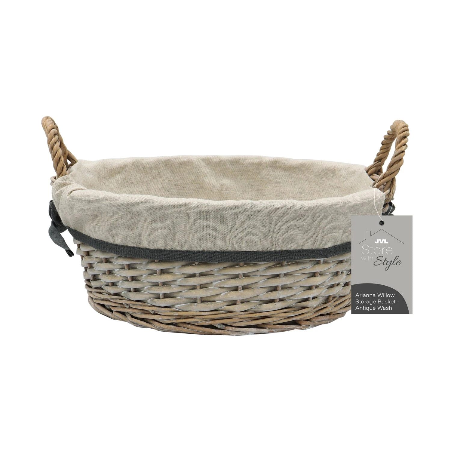 Arianna Antique Wash Round Willow Storage Basket 7 Arianna Antique Wash Round Willow Storage Basket - Image 7