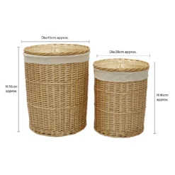 Acacia Honey Willow Round Laundry Baskets And Bins Set -Julian Charles 24 501 7