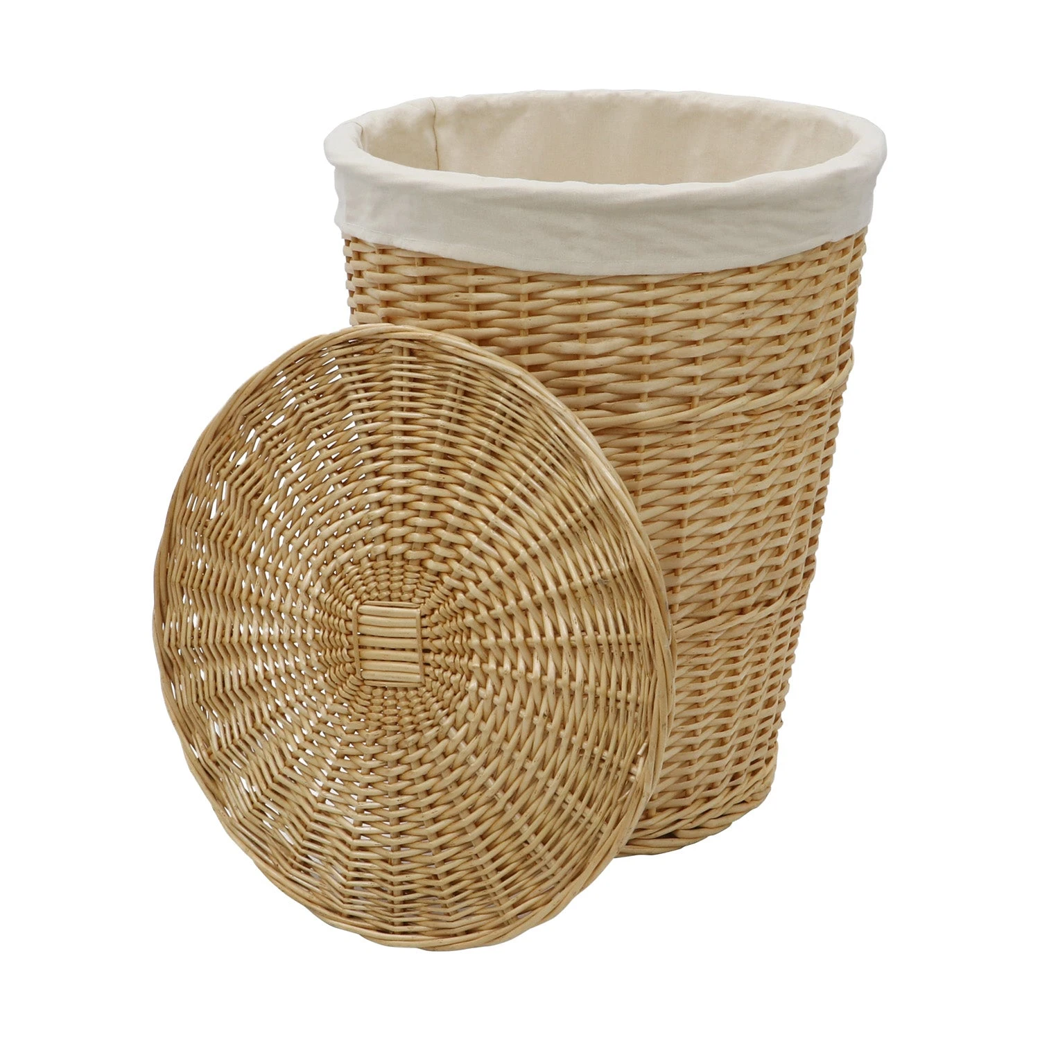 Acacia Honey Round Willow Laundry Basket 2 Acacia Honey Round Willow Laundry Basket - Image 2