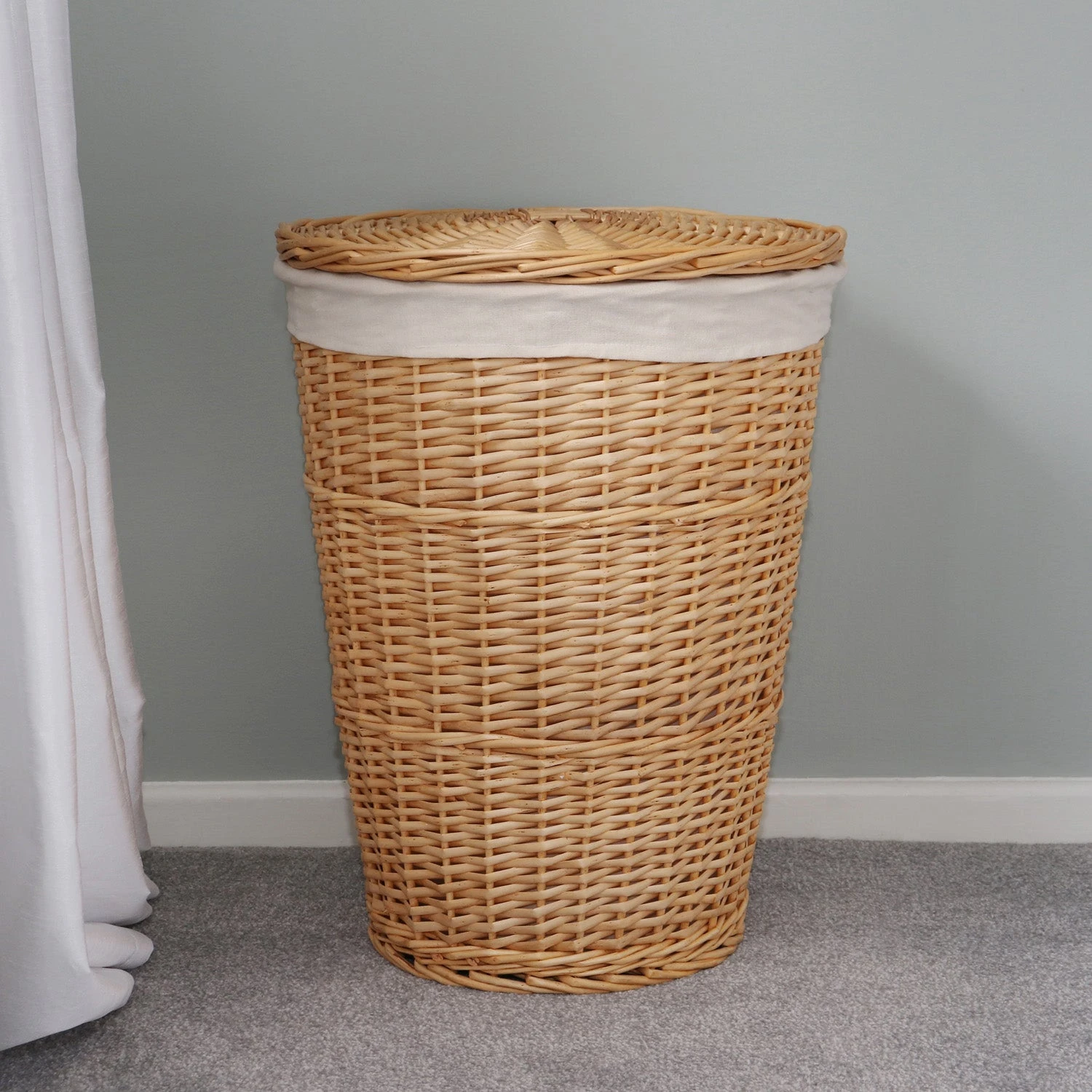 Acacia Honey Round Willow Laundry Basket 5 Acacia Honey Round Willow Laundry Basket - Image 5