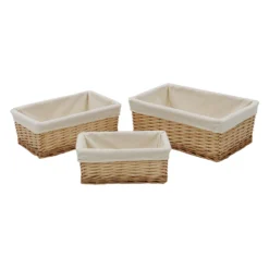 Acacia Honey Set Of 3 Rectangular Willow Storage Baskets