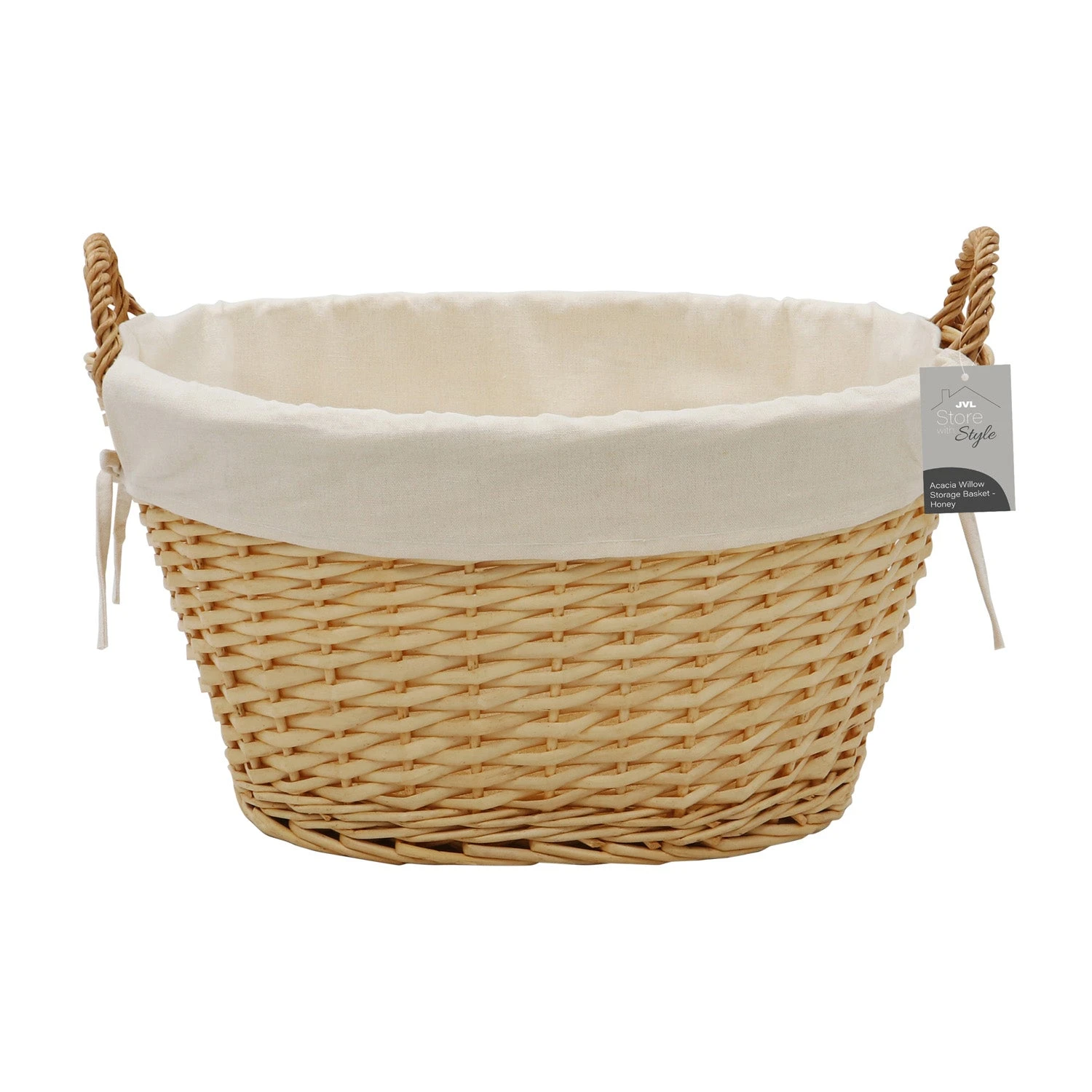Acacia Honey Oval Willow Storage Basket - Large 7 Acacia Honey Oval Willow Storage Basket - Large - Image 7