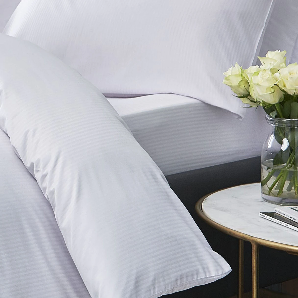 Catherine Lansfield White Satin Stripe 300TC Deep (32cm) Fitted Sheet 2 Catherine Lansfield White Satin Stripe 300TC Deep (32cm) Fitted Sheet - Image 2