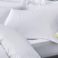 Catherine Lansfield White 300 TC Satin Stripe Housewife Pillowcase Pair