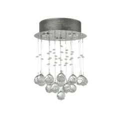 3 Light Chrome Ceiling Flush Light With Acrylic Drops -Julian Charles 3LtChromeCeilingFlushWithAcrylicDrops