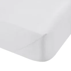 Bianca White 200TC 100% Cotton Percale Deep (32cm) Fitted Sheet