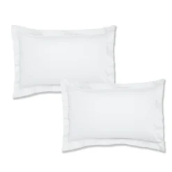 Bianca White 200TC 100% Cotton Percale Oxford Pillowcase Pair
