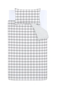 Bianca Grey Check And Stripe 100% Cotton Standard (25cm) Fitted Sheet -Julian Charles 52792CHECKANDSTRIPEGREYFITTEDSHEETIMAGE5