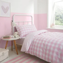 Bianca Pink Check And Stripe 100% Cotton Standard (25cm) Fitted Sheet -Julian Charles 52792CHECKANDSTRIPEPINKFITTEDSHEETIMAGE3