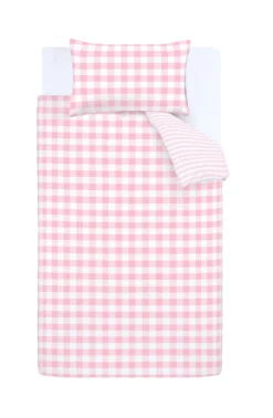 Bianca Pink Check And Stripe 100% Cotton Standard (25cm) Fitted Sheet -Julian Charles 52792CHECKANDSTRIPEPINKFITTEDSHEETIMAGE5