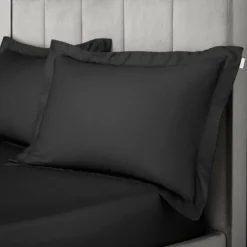 Bianca Black 400TC Cotton Sateen Oxford Pillowcase Pair