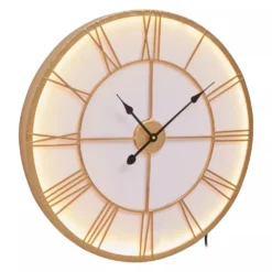 Genova Gold And White LED Wall Clock