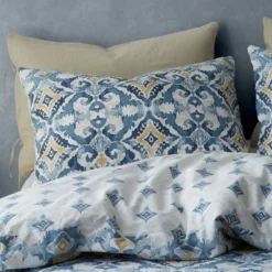 Pineapple Elephant Inara Ikat Indigo Blue Reversible Duvet Cover Set -Julian Charles 56838 INARA IKAT DUVET SET IMAGE 3