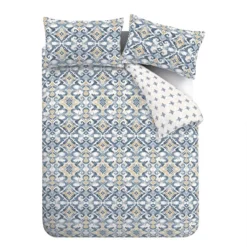 Pineapple Elephant Inara Ikat Indigo Blue Reversible Duvet Cover Set -Julian Charles 56838 INARA IKAT DUVET SET IMAGE 5
