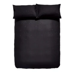 Bianca Black Satin Geo 100% Cotton Jacquard Duvet Set -Julian Charles 57122 SATINGEOJACQUARDBACKANDWHITEDUVETSETIMAGE5
