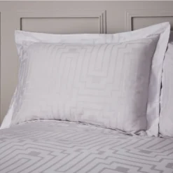 Julian Charles 3 Bianca White Satin Geo Jacquard Cotton Oxford Pillowcase Pair
